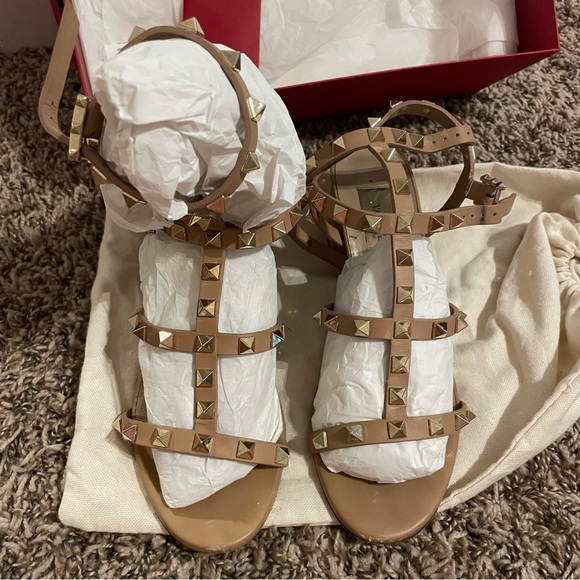 Valentino Garavani rockstud calfskin ankle strap sandal 60 mm skin color EU 35.5 - Picture 12 of 15